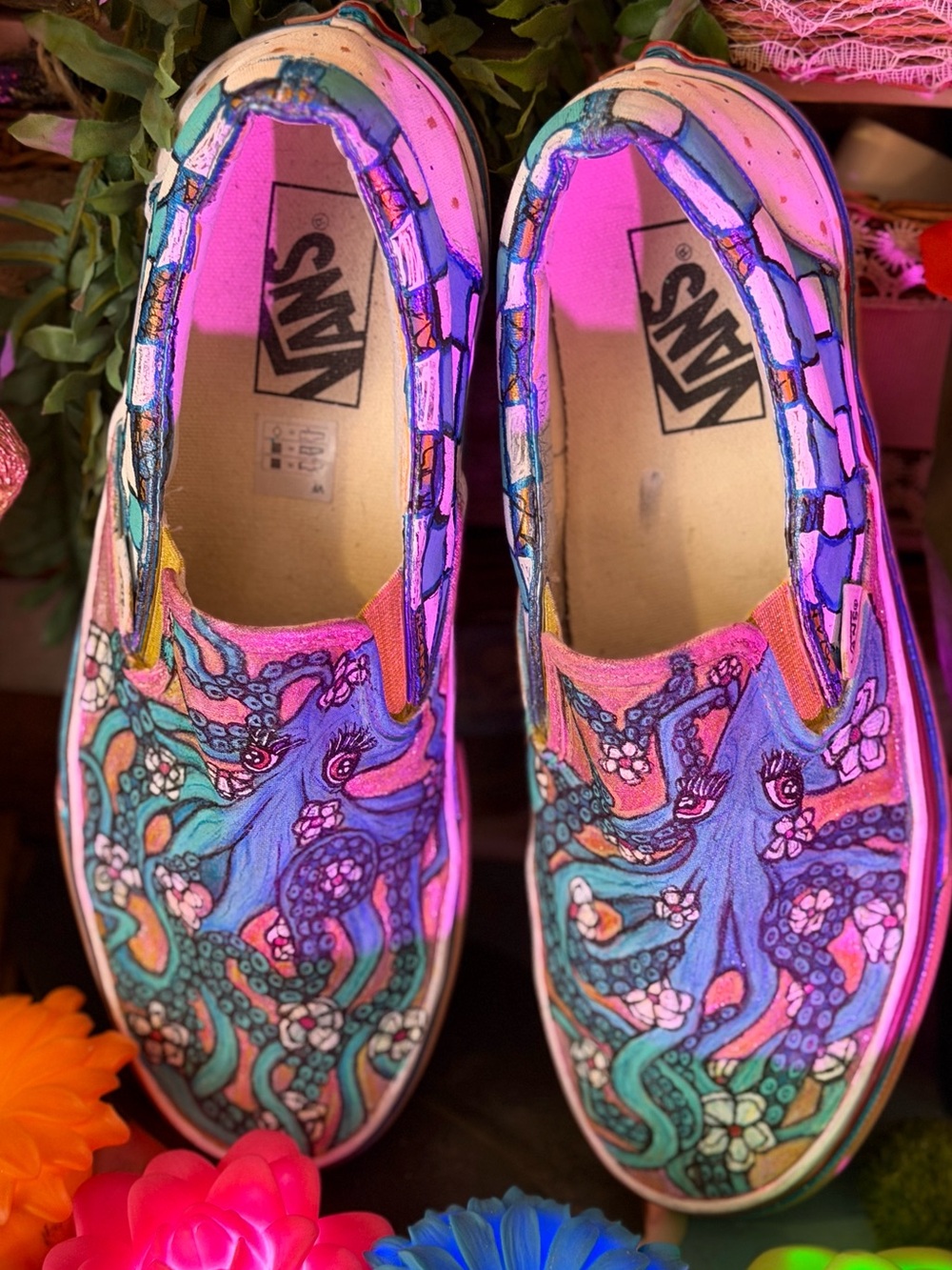 Vans Slip-On Sneakers with Hand-Drawn Octopus Art by Swhitey - Picture 5 of 12